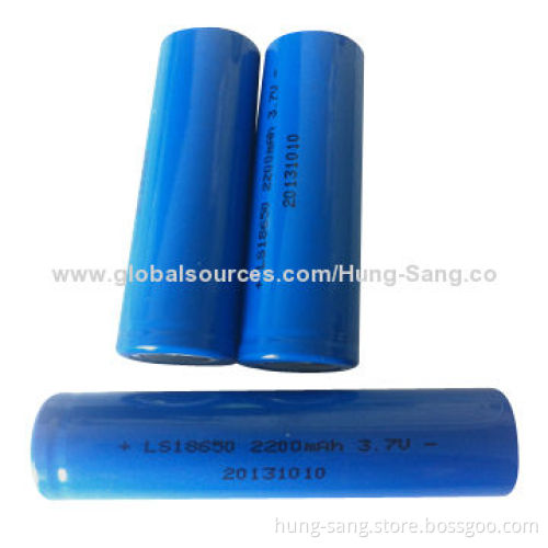 18650/2200mA Lithium-ion Battery with 3.7V and High-energy Density